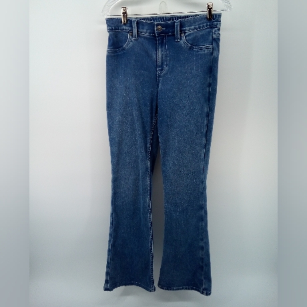 aerie 2022 Cotton Blend Elastic Waist Blue Denim Bootcut Jeans S